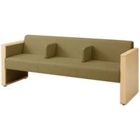 オカムラ L-40S ロビーチェア 3人掛け 各席肘 突板張り ナチュラル脚 幅1780mm キウイ L340HN F009 1台（直送品）