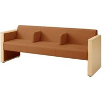 オカムラ L-40S ロビーチェア 3人掛け 各席肘 突板張り ナチュラル脚 幅1780mm パンプキン L340HN F010 1台（直送品）