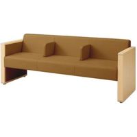 オカムラ L-40S ロビーチェア 3人掛け 各席肘 突板張り ナチュラル脚 幅1780mm コーヒー L340HN F012 1台（直送品）