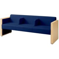 オカムラ L-40S ロビーチェア 3人掛け 各席肘 突板張り ナチュラル脚 幅1780mm ブルーベリー L340HN F014 1台（直送品）