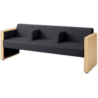 オカムラ L-40S ロビーチェア 3人掛け 各席肘 突板張り ナチュラル脚 幅1780mm ブラックベリー L340HN F013 1台（直送品）