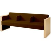 オカムラ L-40S ロビーチェア 3人掛け 各席肘 突板張り ナチュラル脚 幅1780mm ココア L340HN F018 1台（直送品）