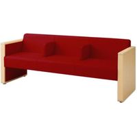 オカムラ L-40S ロビーチェア 3人掛け 各席肘 突板張り ナチュラル脚 幅1780mm トマト L340HN F017 1台（直送品）