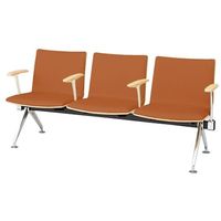 オカムラ LB38 フルパッド ロビーチェア 3人掛け各席肘付 幅1710mm ブラウン LB38HC PB75 1台（直送品）