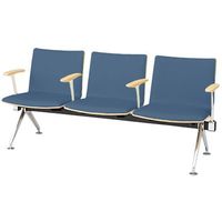 オカムラ LB38 フルパッド ロビーチェア 3人掛け各席肘付 幅1710mm ダークブルー LB38HC PB96 1台（直送品）