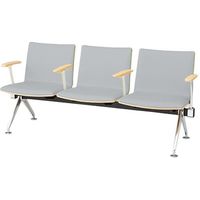 オカムラ LB38 フルパッド ロビーチェア 3人掛け各席肘付 幅1710mm ライトグレー LB38HC FM19 1台（直送品）