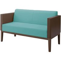 オカムラ LB73 ロビーチェア 2人掛け 両側肘 木パネル ビニールレザー張幅1200mm セージ LB73WB PD31 1台（直送品）