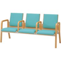 オカムラ LB74 ロビーチェア 3人掛け 各席肘 パッドタイプ 幅1690mm セージ LB74AC F002 1台（直送品）