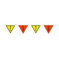 グリーンクロス 三角旗10連10Mロープ 蛍光オレンジ・蛍光イエロー きけん/立入禁止 1137021117（直送品）