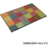 イケヒコ 玄関マット 室内 国産い草 『Fカラフルブロック』 幅600×奥行900mm 1080070044604 1枚（直送品）