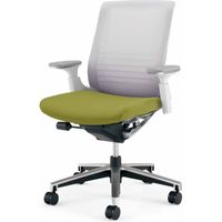 【組立設置込】コクヨ インスパイン オフィスチェア ローバック 可動肘 ポリウレタン巻きキャスター 布張 ホワイトグレー/リーフグリーン 1脚（直送品）