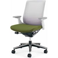 【組立設置込】コクヨ インスパイン オフィスチェア ローバック 可動肘 ナイロンキャスター 布張 ホワイトグレー/オリーブグリーン 1脚（直送品）