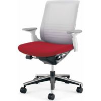 【組立設置込】コクヨ インスパイン オフィスチェア ローバック 可動肘 ポリウレタン巻きキャスター 布張 ホワイトグレー/シグナルレッド 1脚（直送品）