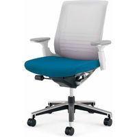 【組立設置込】コクヨ インスパイン オフィスチェア ローバック 可動肘 ポリウレタン巻きキャスター 布張 ホワイトグレー/ターコイズ 1脚（直送品）