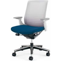 【組立設置込】コクヨ インスパイン オフィスチェア ローバック 可動肘 ナイロンキャスター 布張 ホワイトグレー/インディゴブルー 1脚（直送品）
