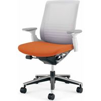 【組立設置込】コクヨ インスパイン オフィスチェア ローバック 可動肘 ポリウレタン巻きキャスター 布張 ホワイトグレー/マンダリンオレンジ 1脚（直送品）