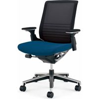 【組立設置込】コクヨ インスパイン オフィスチェア ローバック 可動肘 ポリウレタン巻きキャスター 布張 ブラック/インディゴブルー 1脚（直送品）