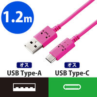 エレコム MPA-FAC12CPN スマートフォン用USBケーブル/USB2.0準拠（A-C）/1.2m/フェイス/ピンク 1個