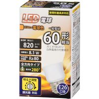 オーム電機 LED電球 E26 60形相当 全方向 調光器対応 電球色 LDA8L-G/D G11（直送品）