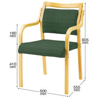 【軒先渡し】オリバー 木製福祉用椅子 肘付 生地ダークグリーン 1脚（直送品）