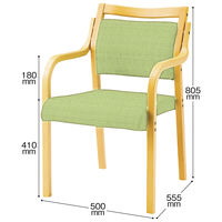 【軒先渡し】オリバー 木製福祉用椅子 肘付 生地ライトグリーン 1脚（直送品）