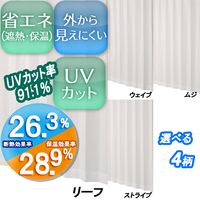 ユニベール ミラーレースカーテンライリー リーフ ホワイト 幅100×丈193cm 2枚組 1セット（レースカーテン2枚）（直送品）