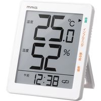 ノア精密 MAG デジタル温湿度計（時計付き） TH-105 WH 1個