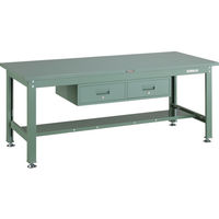 TRUSCO 中荷重作業台(1200kg)HW型 1800X750XH740 2列引出付 グリーン色 緑 SHW-1800FL2 GN 1台（直送品）