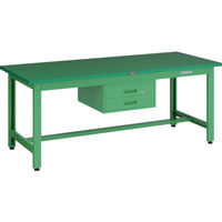 TRUSCO 中荷重作業台(800kg)GW型 1800X750XH740 2段引出付 ヤンググリーン色 GWP-1875F2 YG 1台（直送品）