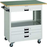 TRUSCO スチール製ワゴン(溶接一体構造) ツールワゴン 750×500×H880 浅3深1引出 天板付 ホワイト NTS-731T-W（直送品）