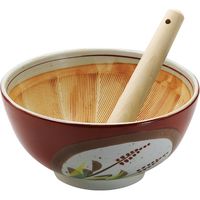 ブルーム 美濃焼 暮らしの達人 朱濃丸紋すり鉢/スリ棒付/18.5×9cm/日本 10554 1セット（3個：1個入×3箱）（直送品）