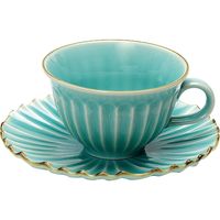 ブルーム 美濃焼 孔雀碗皿/ターコイズブルー/碗）径10.5×高6cm皿）15.5cm/日本 60702 1セット（3客：1客入×3箱）（直送品）