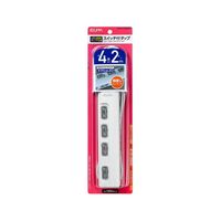 朝日電器 LEDランプ スイッチ付タップ4P2m横 WLS-LY42EB(W) 1個 62-8562-55（直送品）