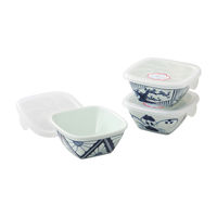 【アウトレット】西海陶器 染付紋 角パック鉢トリオ 52798 1セット