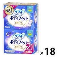 ナプキン 生理用品 ソフィ ボディフィット ナイトガード 夜用 羽なし (26cm) 1ケース (11枚×2個×18パック)