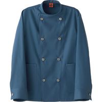 セブンユニフォーム コックコート・男女兼用・長袖 ブルー M QA7365-5 1着（直送品）