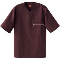 セブンユニフォーム シャツコート・男女兼用・五分袖 ワイン LL QA7368-2 1セット(2着入)（直送品）