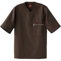 セブンユニフォーム シャツコート・男女兼用・五分袖 ブラウン LL QA7368-6 1セット(2着入)（直送品）
