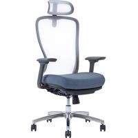 【軒先渡し】関家具 AiDen（アイデン） A04-L オットマン オフィスチェア ホワイト×ブルー×グレー 351185 1脚（直送品）