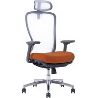 【軒先渡し】関家具 AiDen（アイデン） A04-L オットマン オフィスチェア ホワイト×オレンジ×グレー 351186 1脚（直送品）