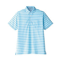 ボンマックス チェックプリントポロシャツ　FB4523U-7　ブルー　S　1枚（直送品）