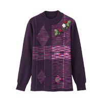 ケアファッション ニット花モチーフ付セーター　97135-01　パープル　M～L 4580625276951 1枚（直送品）