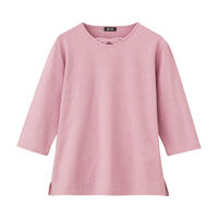 ケアファッション 7分袖リボン衿Tシャツ　97426-01　ピンク　M～L 4580625294498 1枚（直送品）