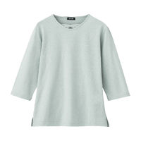 ケアファッション 7分袖リボン衿Tシャツ　97426-21　ミント　M～L 4580625294511 1枚（直送品）