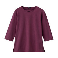 ケアファッション 7分袖リボン衿Tシャツ　97426-41　ワイン　M～L 4580625294535 1枚（直送品）