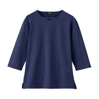 ケアファッション 7分袖リボン衿Tシャツ　97426-51　ネイビー　M～L 4580625294542 1枚（直送品）