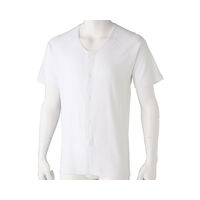 ケアファッション 半袖ホックシャツ（2枚組）　89865-01　ホワイト　M 4580625306290 1枚（直送品）