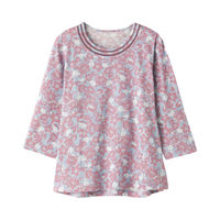 ケアファッション 背中ゆったり着心地7分袖花柄Tシャツ　98135-12　ピンク　L 4580625313229 1枚（直送品）