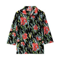 ケアファッション カット7分袖ジップTシャツ　98186-31　ブラック　M～L 4580625316046 1枚（直送品）