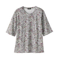 ケアファッション 5分袖花柄Tシャツ　98420-01　レッド　M～L 4580625319085 1枚（直送品）